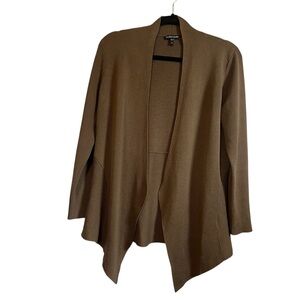 Eileen Fisher Brown Silk Cotton Blend Open Front Cardigan Sweater Size XS